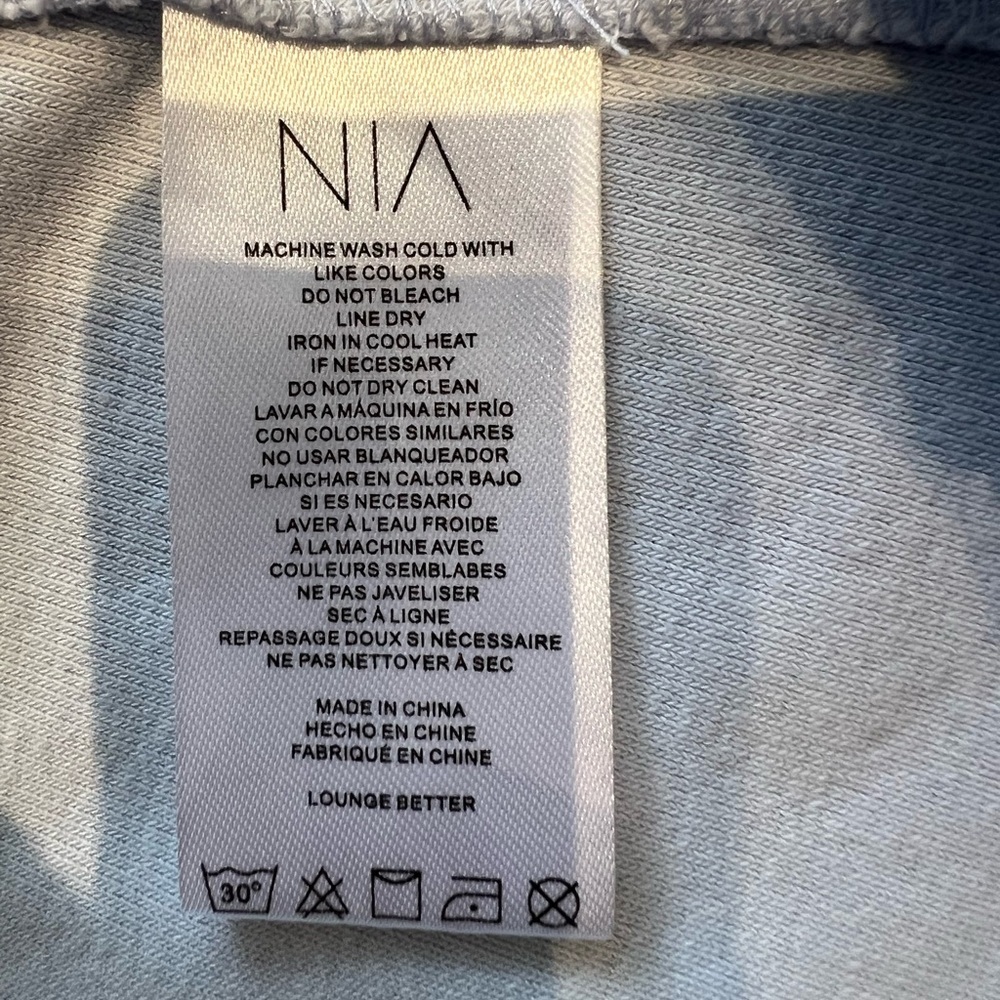 NIA Light Blue Terry Mini Dress Cotton Blend Tie Front Size M - Picture 8 of 11